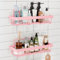 WwuHua Duschablage Ohne Bohren, 2 Stück Badezimmer Organizer, Shampoo Halterung für Dusche Mit 4 Haken, Rosa Duschablage zum Hängen, Duschregal für Shampoo und Duschgel