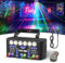 BrightWish Discolicht Partylicht LED mit RGB & UV, DMX & Fernbedienung, 3-fach Motor Speed, 4 Strobe Modi, Party Laser Projektor für DJ, Discokugel Beleuchtung & Party Dekoration