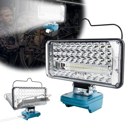 Lampe sans fil pour Makita 18 V, 90 W, 7500 lm, lampe de travail sans fil de 7, projecteur LED avec port de charge USB et de type C, lampe de chantier (pas de piles)