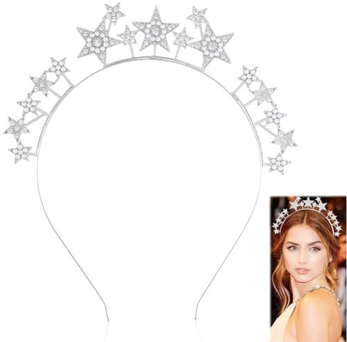 HSKRKOW 1 Stück Stern Kostüm, Haarreif Sterne, Stern Mond Stirnband Geburtstagsfeier Haarband Glitzer Haarschmuck Für Geburtstag Kostümparty,Alien Kostüm Damen Karneval Party