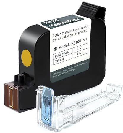 Phezer Original Quick Dry Solvent Ink Cartridge Replacement PS100 Handheld Inkjet Printer and Mini Inkjet Printer, Compatible for 0.5 inch/12.7mm Nozzle Coding Machine (Yellow, 42ml)