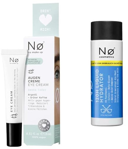 No Cosmetics Bundle: 120H Liquid Hydrator & Augencreme – Intensivpflege für Gesicht und Augen, Vegan & Clean Beauty + Purelife Sticker