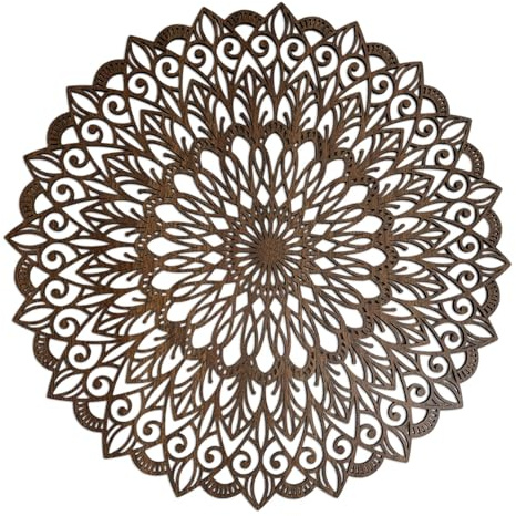 SENTOP HDF0251 Blume des Lebens aus Holz, Mandala-Wandkunst, Geschnitztes Bild an der Wand für den Innenraum, HolzKunst Dekor (Walnuss, 120 cm)