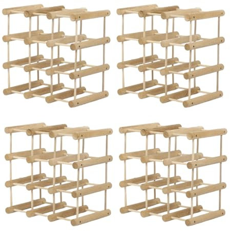 MODO24 Weinregal Modular EICHE, für 56 Flaschen oder mehr, Flaschenregal, Weinständer, Getränkeregal, Flaschenständer, Massivholz, 4 Module, ModAbm 36x36x24 cm, für Küche, Esszimmer, Natur unbehandelt