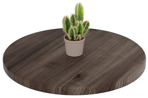 LAMO Manufaktur Holzplatte rund 50 cm aus Naturholz | Tischplatte für Couchtisch, Kaffeetisch, Nachttisch | Stärke: 28 mm | Farbe: Ebenholz