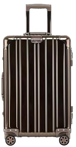Aluminium Reisekoffer Bordkoffer Hartschalen-Koffer Trolley Rollkoffer Handgepäck Teleskopgriff, TSA, 4 Rollen(Titangold,S)