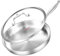 DELARLOCHEF Dreilagige Edelstahl Pfanne mit Deckel 28.5cm,Schnelle Gleichmäßige Hitze,Energiesparend,Induktions Bratpfanne, Edelstahlpfanne für Steak