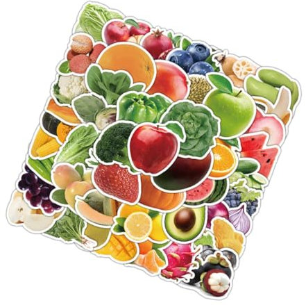 Yardwe 60pcs Fruit Vegetable Sticker Decals Stickers for Scrapbook Album Luggage Fridge Craft DIY Packs