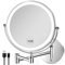 VORREMIRR 8,5-Zoll aufladbare Wandmontierte beleuchteter Makeupspiegel, schminkspiegel mit Beleuchtung doppelseitiger 1X/10X LED-Vergrößerungs-Dekospiegel mit Lichtern