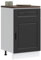 HOMTAKIE Armoire de Cuisine Porto Noir Bois d'ingénierie 1x Meuble Bas (1 Porte 1 tiroir) 50 cm
