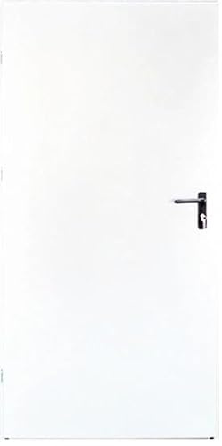 Kellertür 79x207 cm DIN Links | Robuste Stahltür Komplettset mit Schloss und Griff | Nebeneingangstür für Keller oder Werkstatt | Garagentür mit Stahlzarge | Außentür pulverbeschichtet | Weiß
