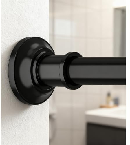 Tringle à rideau de douche à clipser, 28 mm, sans perçage, extensible, 76 à 247 cm, lourde, pour chambre à coucher, salle de bain, noire