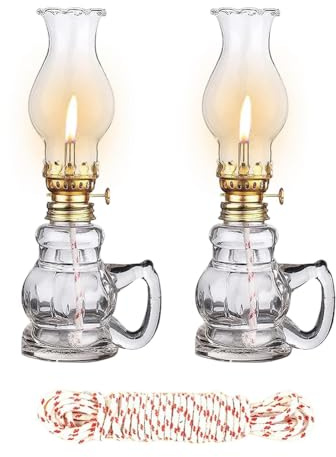 Uxsjakjsd Oil Lamp Glass Lamps 2PCS Chamber Oil Lamp Clear Home Lighting Lamp Lantern for Tabletop Decor