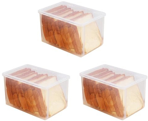 Qezodsx 3X Airtight Bread Storage Containers Bread Box Plastic Reusable Loaf Cake Clear Bread Dispenser Freshest Bread Bin