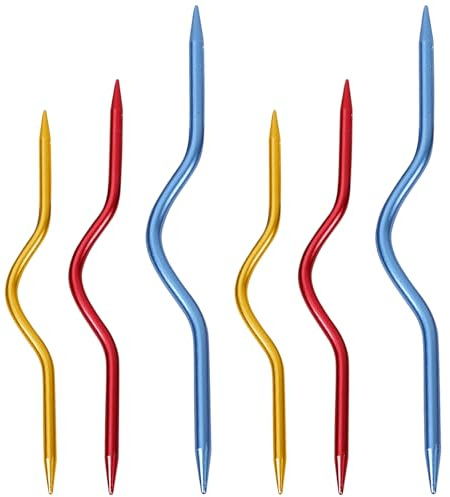6er-Set Zopfnadeln Zum Stricken – Kabelkrümme-Nadel für Socken, Schals & Handschuhe | Zopfstricknadeln aus Aluminium mit Profi-Stichführung