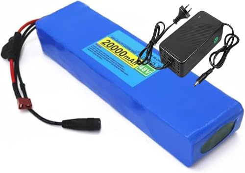 Batteria Per Bicicletta Elettrica Monopattino 48V 20Ah Batteria Al Litio Per Bici Elettrica 13S2P, Con Caricabatterie Con BMS E Caricabatterie Guscio In PVC Impermeabile 48V 20Ah,XT60+SM