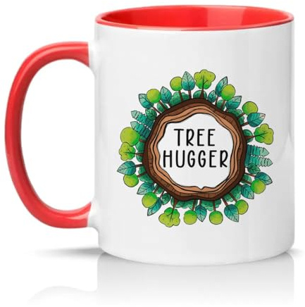 Sassy Souls Tree Hugger 11oz Ceramic Novelty Mug Tree Hugger Nature Lover Environmental Humour Tea Coffee Cup Gift Red