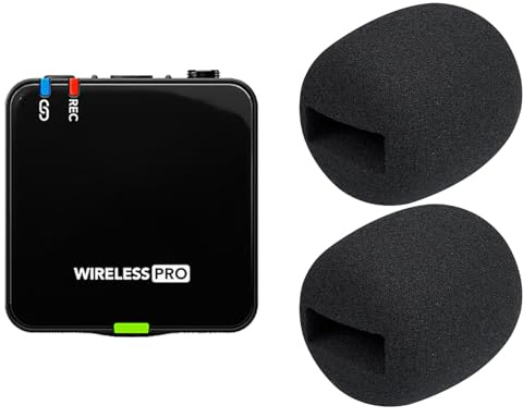 SOULWIT 2 Pezzi Schiuma Microfono Pop Filter per RODE (RØDE) Wireless GO I/GO II (Go2)/PRO/ME Microfoni, Protezione Copertura in Spugna Mic Parabrezza - Nero