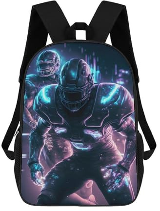 sinyumoney Neon Gridiron Giants Backpacks Kids School Backpack School Bag 3D Printed School Bag for Boys Elementary And Middle School Students 17inch