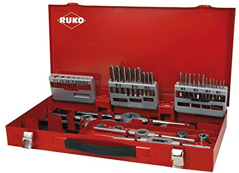 RUKO HSS Gewindeschneidwerkzeug-Set Stahlkoffer, helle Oberfläche, 37-teilig, R245020
