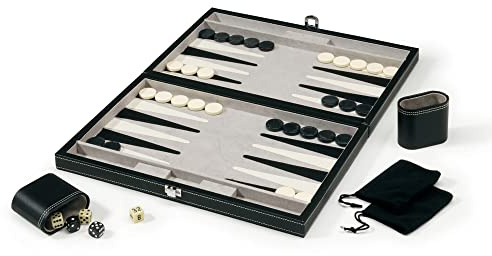 Mainstreet Classics by GLD Products 15-Inch Backgammon Board Game Set, Black/White,55-0619