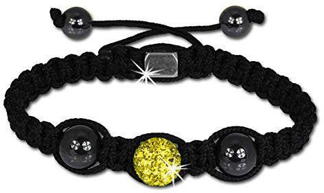 Shamballa Armband mit 1 Glitzerkugel gelb original SterlinX Zirkonia-Hämatit Shambhala Armbänder SHS11Y