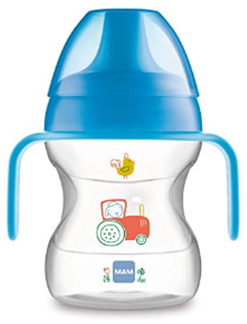 MAM - Tasse d’apprentissage – Tasse à bec 6+ mois 190 ml (coloris aléatoire) – Tasse pour bébé avec poignées ergonomiques
