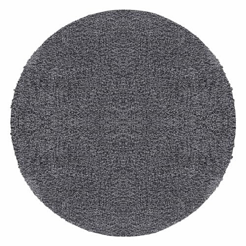 Carpetsale24 Shaggy Hochflor Teppich, 200 cm Rund, Grau, weich, flauschig, modern, einfarbig, Perfekt als zentrales Wohnaccessoire, für Wohnzimmer Schlafzimmer Flur