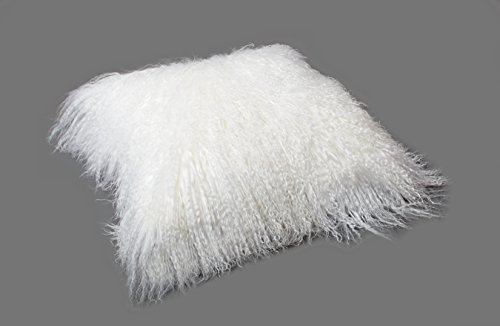 Reissner Lammfelle Tibet Lammfell Kissenbezug langflorig 40x40cm JAY02 Farbe weiß-weiß