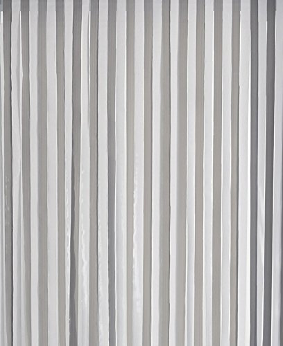 Rideau de Porte Lanières Plastiques Grande qualité Largeur 90 cm x Longueur 220 cm (Blanc et Gris)