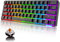 60% Mechanical Keyboard Wired/Wireless Bluetooth 5.0 Dual-mode Keyboard 61-Key RGB Rainbow LED Backlit USB Type-C Waterproof Gaming Keyboard Anti-ghosting Keys for Gamers and Typists(Brown Switch)