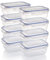 Grizzly Set contenitori ermetici per alimenti in plastica, 8 contenitori cucina con coperchio, rettangolari, impilabili, infrangibili, lavabili in microonde e lavastoviglie