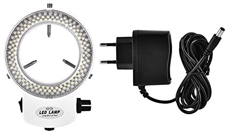 Mikroskop Kamera 144 LED Perlen Lichtquelle Helligkeit Einstellbar Ringlampe(Weiß EU Plug 110-220V)