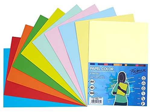 Lot de 100 feuilles de papier de couleur pastel et intense Format A4 80 g