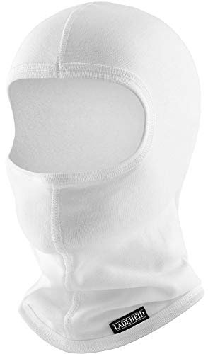 Ladeheid Sturmhaube Winter Skimaske Balaclava Silverplus Thermoaktiv Sturmmaske Motorrad Fahrrad LA-146 (Weiß, XL/XXL)