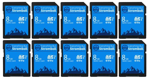 Everything But Stromboli SD Card Class 10 Multipack UHS-1 U1 V10 Video Speed C10 SDHC Speicherkarte für kompatible Digitalkameras, Computer, Trail-Cam 8 GB, 10 Stück 8GB