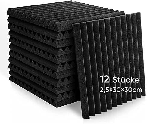 Fstop Labs Mousse Acoustique 12 Paquet, 2,5x 30x30 cm, Panneau Acoustique, Traitement Acoustique Utilisé à la Maison et au Bureau