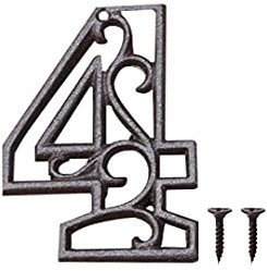 Zayookey Métal Numéro de Maison en Fonte extérieur Moderne House Numbers Metal Sign Numéro de Porte Style rétro Numéro D'adresse Pour café, Bar, Restaurant (Numéro 4)