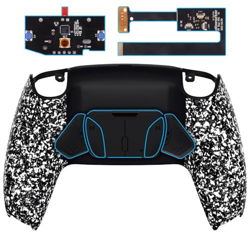 eXtremeRate Programmierbares RISE4 Remap Kit für ps5 Controller BDM-010/020,Remapping Board&Grips Case Texturiertes Rückplate Gehäuse&Rücktasten Back Paddles für ps5-Weiß