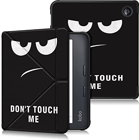 DINGGUAGUA Coque kobo Libra Colour 7 inch TPU Coque Étui kobo Libra 2 Liseuse eBook Housse avec Support Pliant Housse Protection Coque,Don't Touch