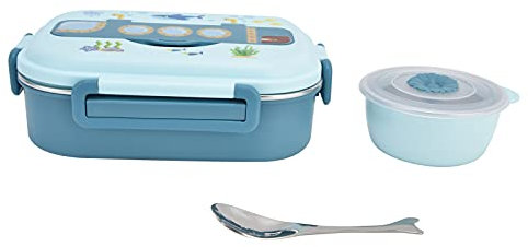 Entatial Fiambrera Infantil, Fiambrera Acero Inoxidable Diseño del Compartimento, Fiambrera Viene con Tapa De Asa De Transporte, Para la Escuela, Para Acampar(Azul)