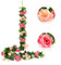 JUSTOYOU Künstliche Rosengirlande, 2 Stück 2.4m, zweifarbig, zum Aufhängen, Seidenblumen, künstliche Blumen für den Innen- und Außenbereich, Hochzeit, Wand, Badzimmer, Dekoration (Rosa-13, 13Köpfe)