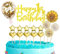 16Pcs Happy 1st Birthday Cake Topper Gold for Baby Boy & Girl, Glitter Personalised Cake Toppers Kit