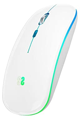 SUBBLIM Kabellose optische Bluetooth-Maus für PC, Laptop, Mac, MacBook, mit 4 Tasten, Scrollrad, ultradünn und ergonomisch, leise, 1600 DPI, beidhändig tragbar, weiß, Estandar, Kabellose Optik und