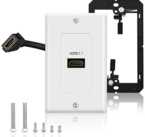 HDMI 2.1 Wandplatte, Electop 8K HDMI Wandsteckdose Pass Through mit Niederspannungs-Metallhalterung, unterstützt 8K @ 60Hz und 4K @ 120Hz, 3D, HDR, 48 Gbit/s HDMI Box, passend für Heimkino-Systeme