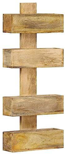 vidaXL Mangoholz Massiv Wand Zeitschriftenständer mit 4 Regalböden Zeitschriftenhalter Zeitungshalter Magazinhalter Wandregal 30x11x72cm