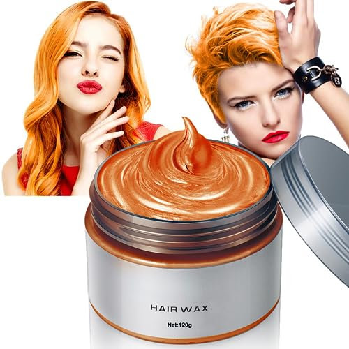 Maggidea Temporary Hair Wax Colour, Hair Spray Temporary, Orange Hair Wax Hair Style Dye Mud, Hair Styling Cream for Men Women Coloring Wax 120g /4.23 Oz (Orange), Pack Of 1