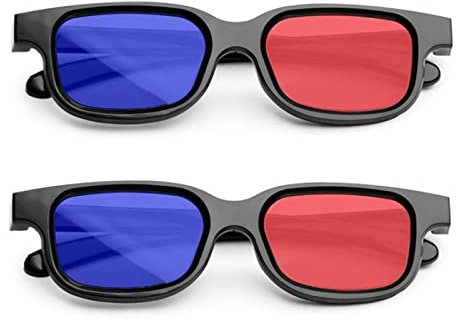 MingZhuInC 3D-Brille, 2 Stücke 3D Brille Rot Blau, Für Filme Oder Pc-Spiele (Rot, Blau)