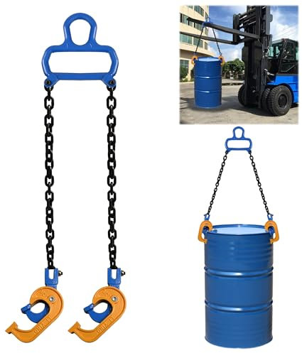 Lukar Chain Drum Lifter 2204lbs Capacity 55 Gallon Drum Lifting Clamp Lift Chain for Forklift Hoist Crane Barrel Plastic Metal Drums