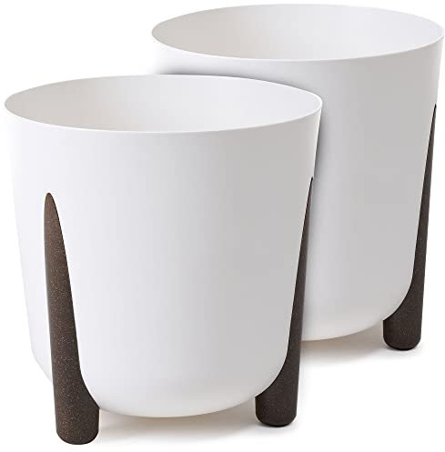 TULMERO Blumentopf matt, Pflanzkübel aus Übertopf Kunststoff Dekorativer Topf für, groß und klein Pflanzen, 2er-Set blumenkübel, blumenkübel kräutertopf, (2 Pack) Weiß, ø 34 cm